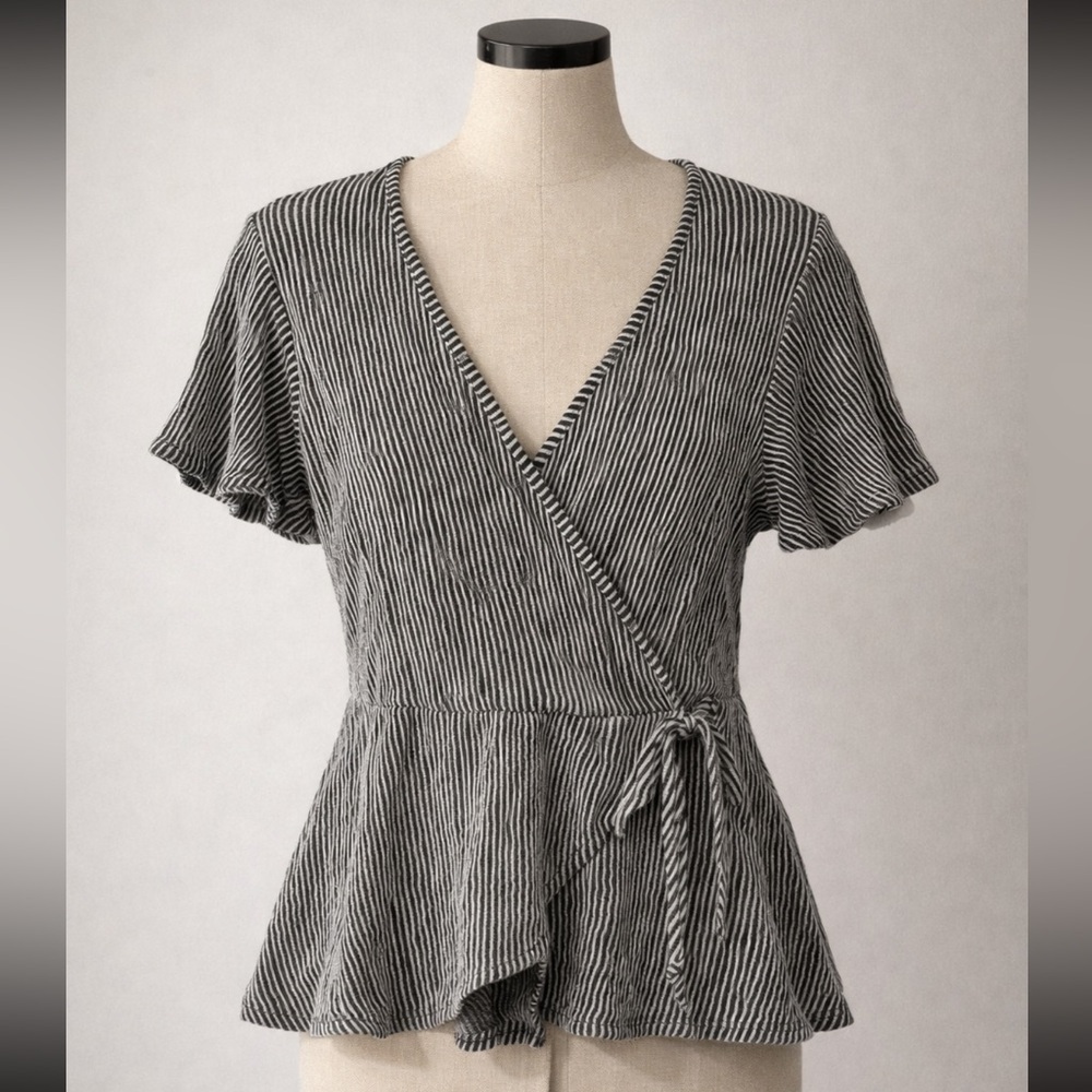 Caution To The Wind Black and White Striped Blouse